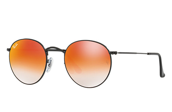 Ray-Ban Round Metal Black/Orange Gradient Flash