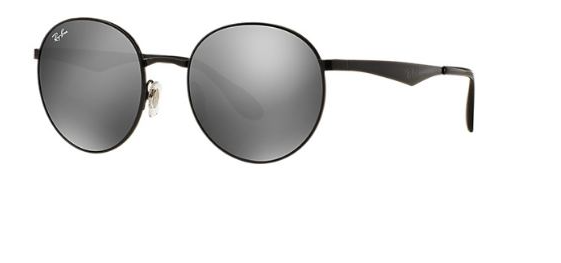 Ray-Ban Round Shape Black Metal/ Gray Mirror