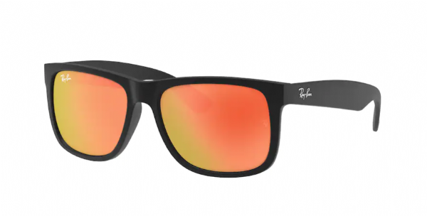 Ray-Ban Justin Rubber Black/ Brown Mirror Orange