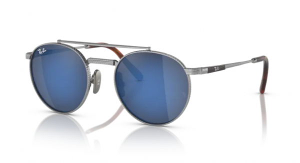 Ray-Ban Round II Titanium Silver/ Grey Mirror Blue
