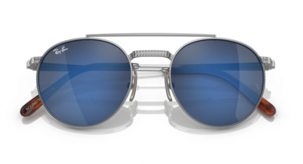 Ray-Ban Round II Titanium Silver/ Grey Mirror Blue
