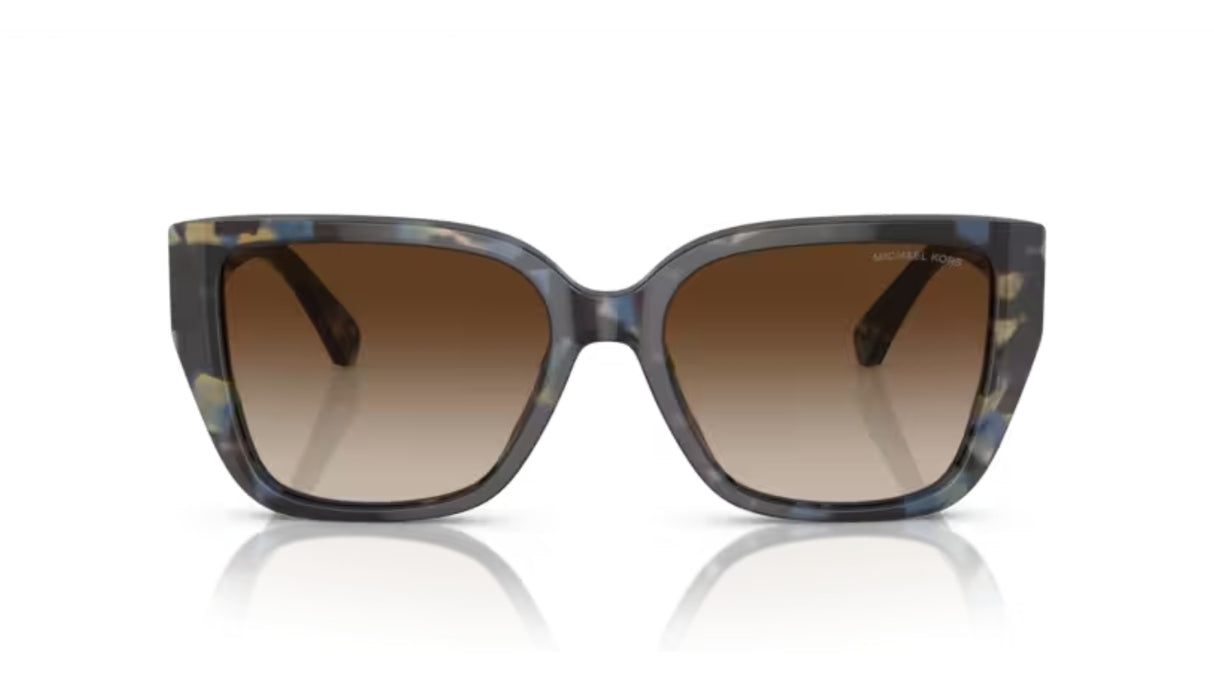 Michael Kors Acadia Zonnebril Bright Blue Tortoise Brown Gradient voorzijde