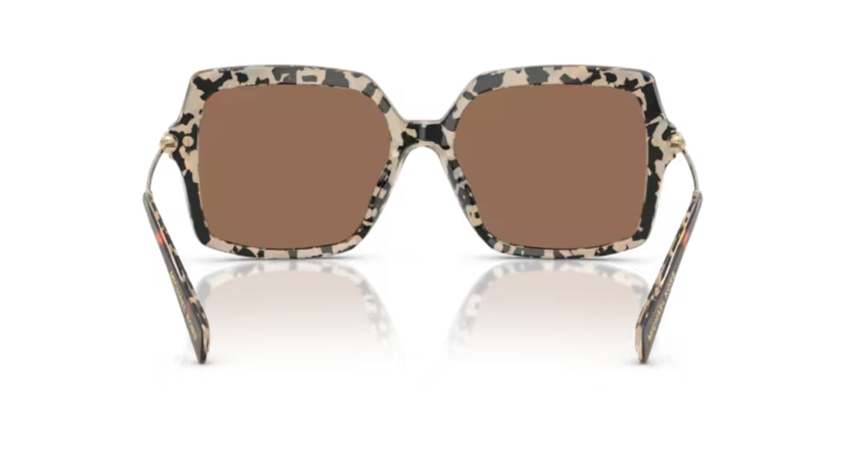 Michael Kors Quogue Zonnebril Dark Cream Tortoise Brown Solid achterzijde