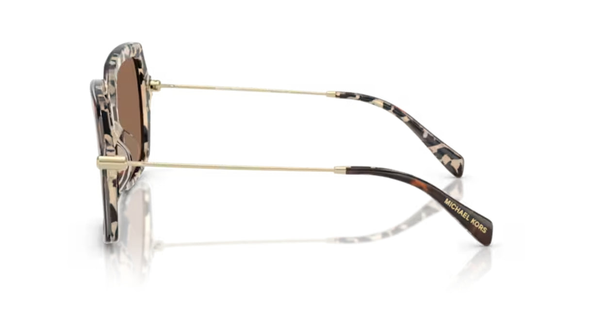Michael Kors Quogue Zonnebril Dark Cream Tortoise Brown Solid zijaanzicht