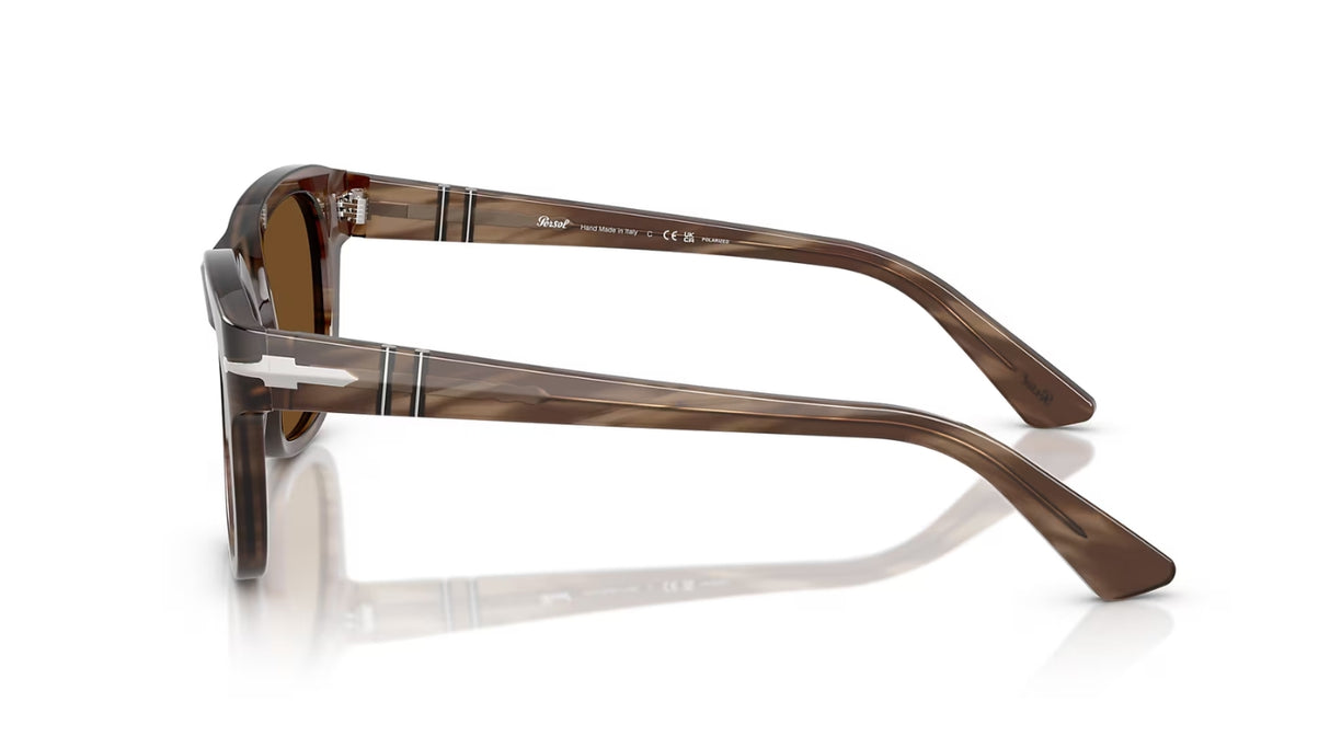 Persol P03372S Striped Brown Polarized Brown zijaanzicht