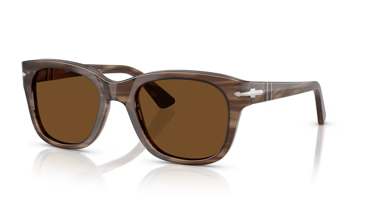 Persol P03372S Striped Brown Polarized Brown