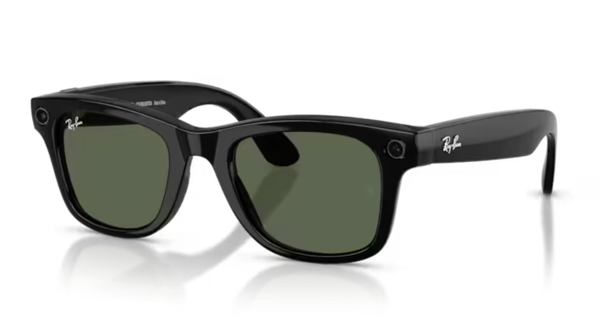 Ray-Ban Meta Wayfarer Shiny Black G15 Green