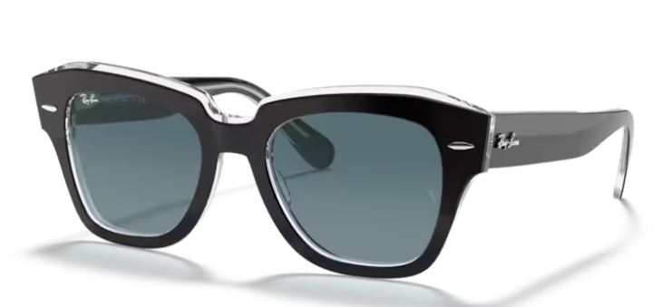 Ray-Ban State Street Black On Transparent/ Blue Gradient Grey