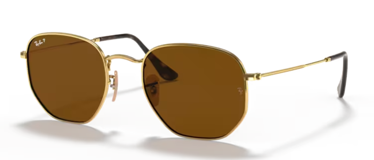 Ray-Ban Hexagonal Flat Gold/ Brown Polarized