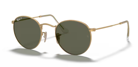 Ray-Ban Round Metal / Mattgold / G15 Grün Polarisiert