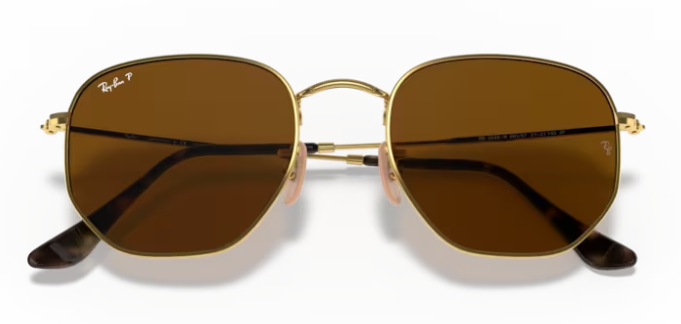 Ray-Ban Hexagonal Flat Gold/ Brown Polarized