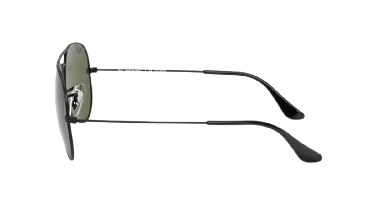 Ray-Ban Aviator Large Metal Matte Black/ G-15 Green Polarized