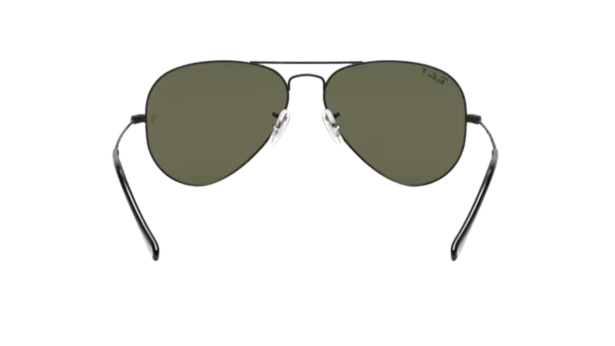 Ray-Ban Aviator Large Metal Matte Black/ G-15 Green Polarized