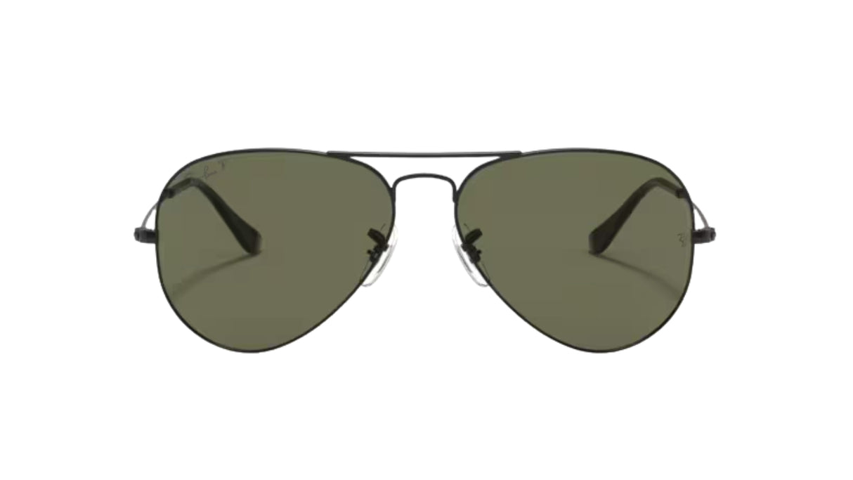 Ray-Ban Aviator Large Metal Matte Black/ G-15 Green Polarized