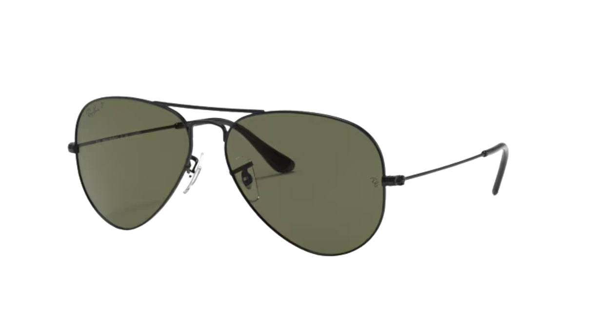 Ray-Ban Aviator Large Metal Matte Black/ G-15 Green Polarized