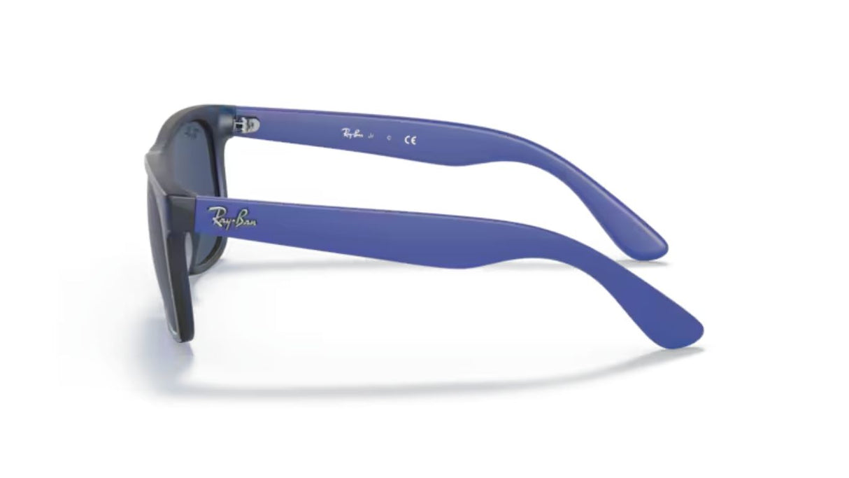 Ray-Ban Junior Justin Rubber Transparent Blue Dark Blue Zijaanzicht