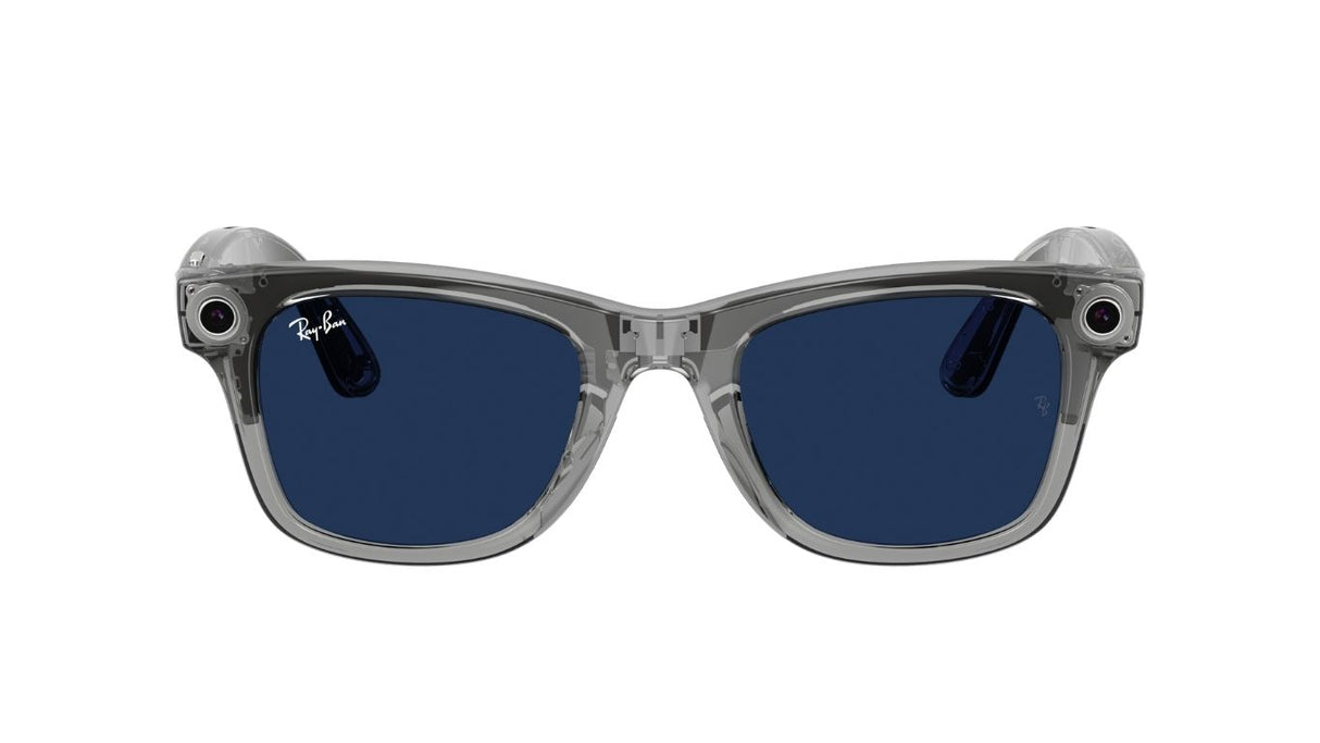 Ray-Ban-Meta-Wayfarer-Shiny-Transparent-Grey-Transitions-Sapphire-Voorzijde