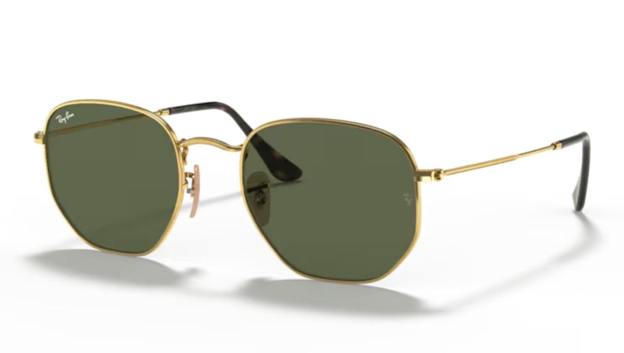 Ray-Ban Sechseckige flache Gläser Gold/Grün Classic G-15