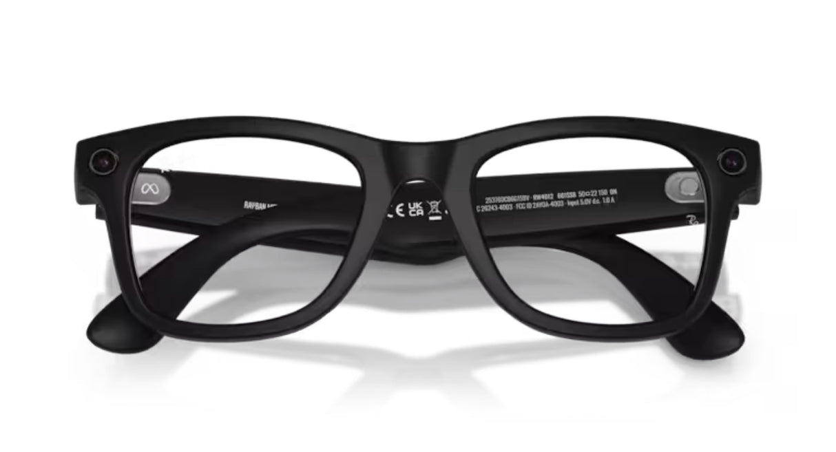 Ray-Ban-Meta-Wayfarer-Matte-Black-Clear-voorzijde
